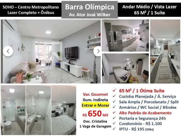 Apto Barra Olímpica Centro Metropolitano Soho 65M²