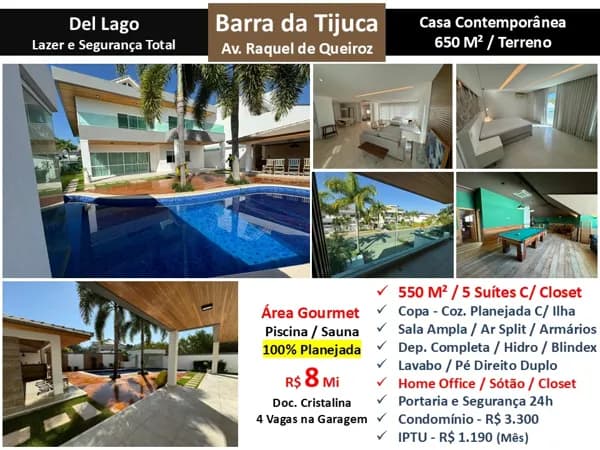 Casa Barra da Tijuca Del Lago 550M²