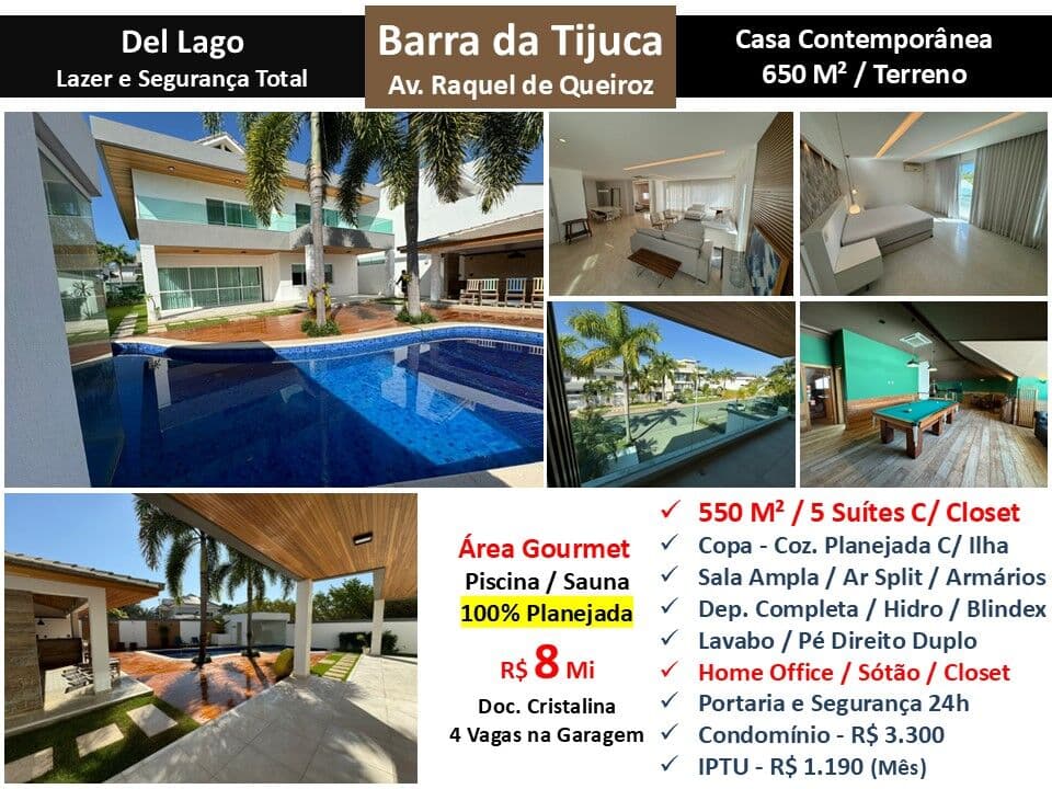 Casa Barra da Tijuca Del Lago 550M²