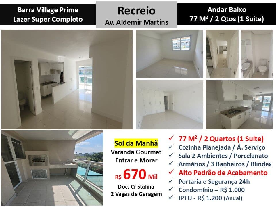Apto Recreio Barra Village Prime 77M²