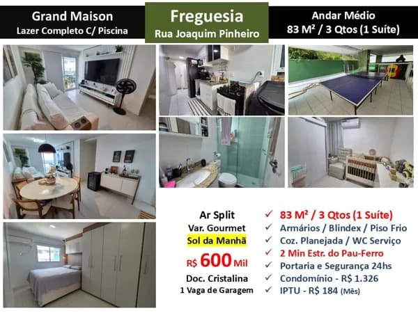 Apto JPA Freguesia Joaquim Pinheiro Grand Maison 83M²