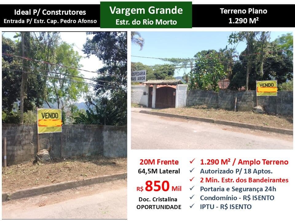 Terreno Vargem Grande Estr. do Rio Morto 1290M²