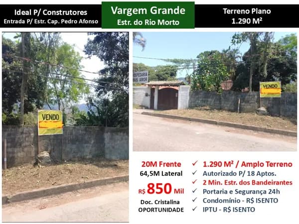 Terreno Vargem Grande Estr. do Rio Morto 1290M²