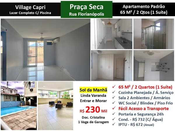 Apto JPA Praça Seca Florianópolis Village Capri 65M² 2