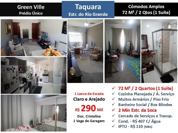 Apto JPA Taquara Rio Grande Green Ville 72M²