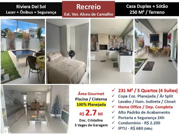 Casa Recreio Riviera Del Sol 231M²