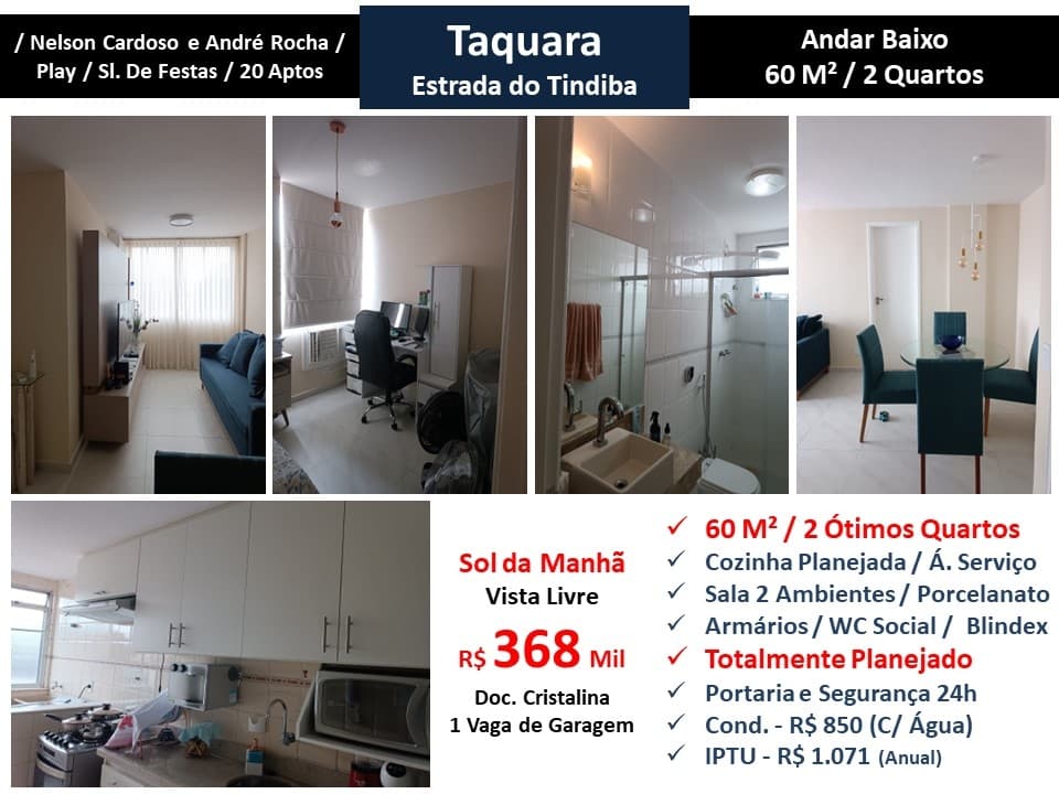 Apto JPA Taquara Tindiba 60M² 2