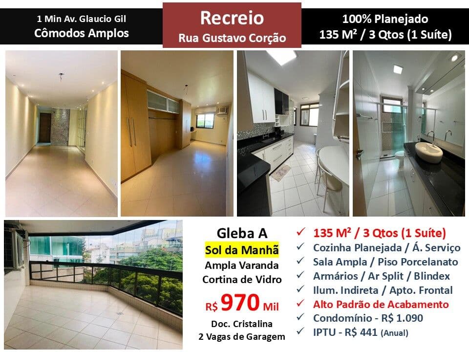 Apto Recreio Gleba A Gustavo Corção 135M²