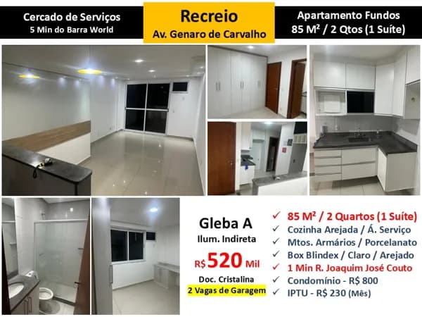 Apto Recreio Gleba A Genaro de Carvalho 85M²