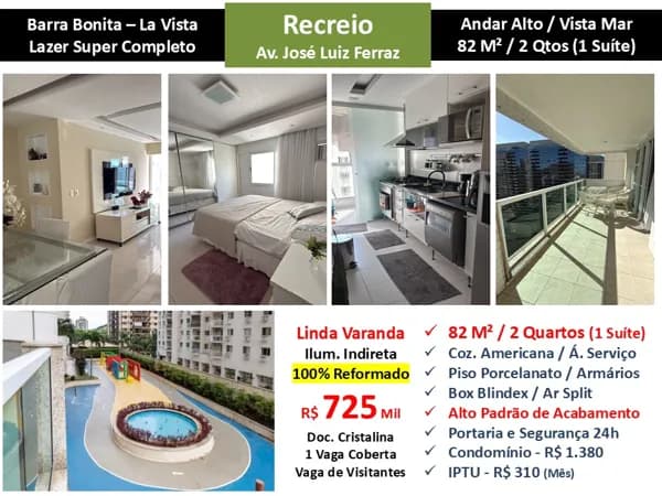 Apto Recreio Barra Bonita La Vista 82M²