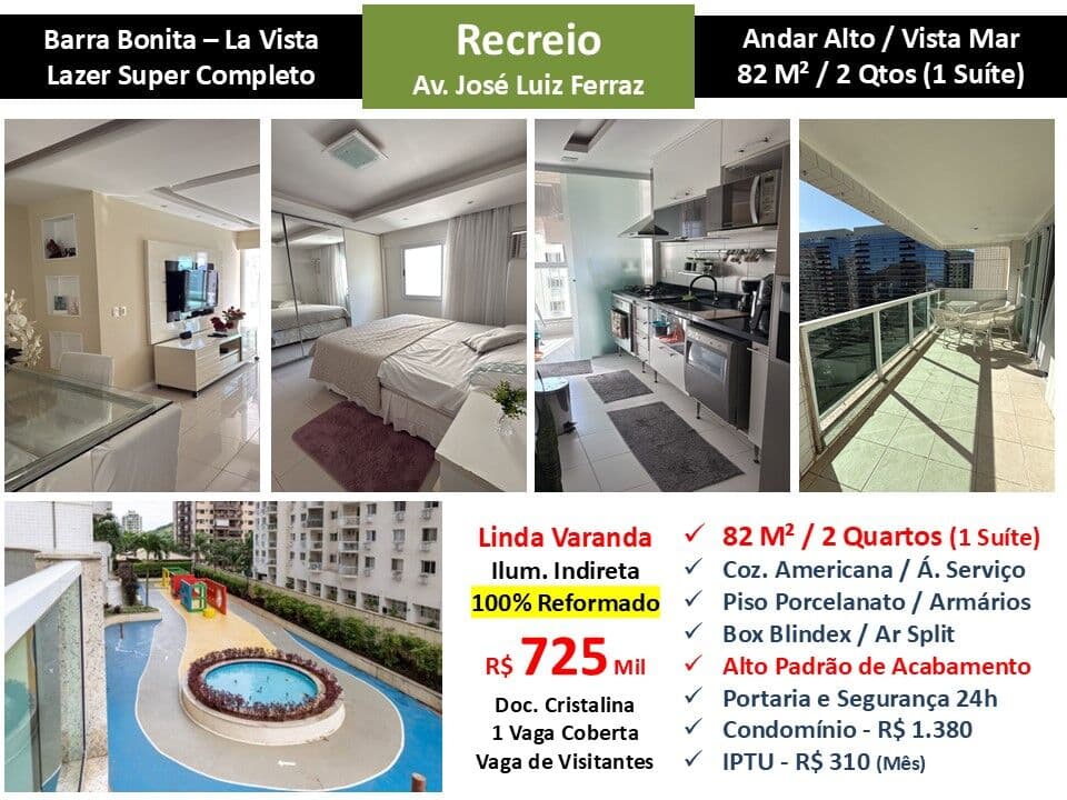 Apto Recreio Barra Bonita La Vista 82M²