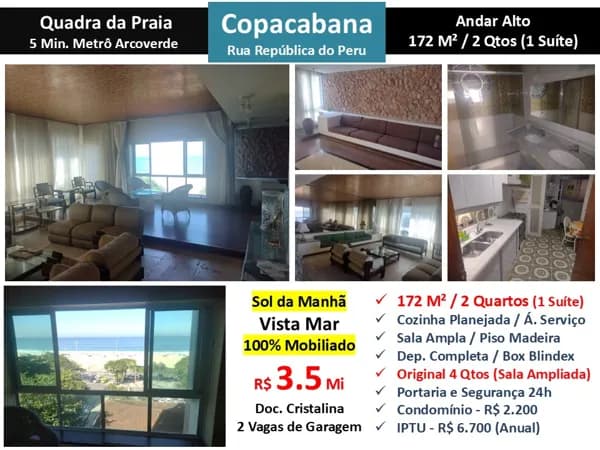 Apto Copacabana República do Peru 172M²