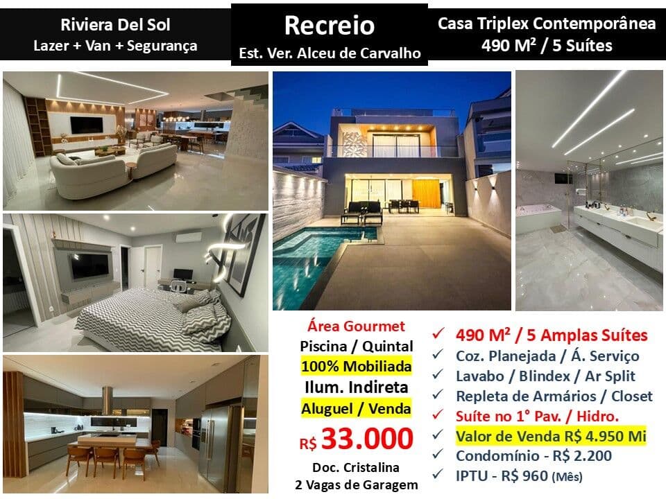 Casa Recreio Riviera Del Sol 490M²