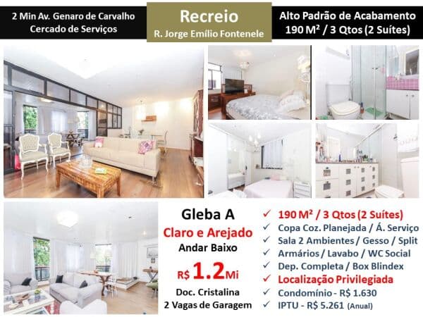 Apto Recreio Gleba A Jorge Emílio Fontenele 190M²