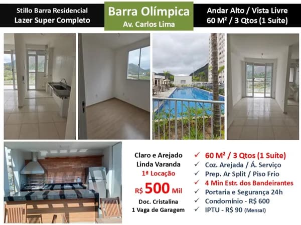 Apto Barra Olímpica Carlos Lima Stillo Barra 60M²