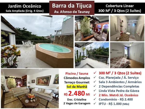 Cob Barra da Tijuca JO Afonso de Taunay 300M² Linear