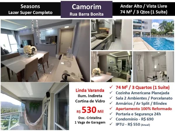 Apto Barra da Tijuca Camorim Seasons 74M² 2