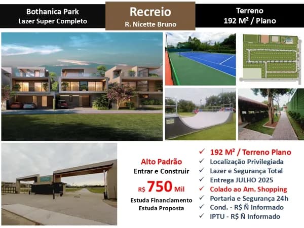 Terreno Recreio Bothanica Park 192M²