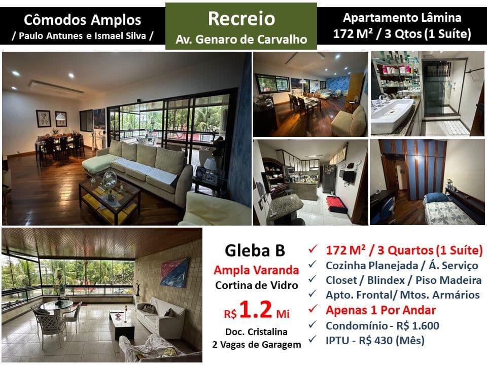 Apto Recreio Gleba B Genaro de Carvalho 172M²