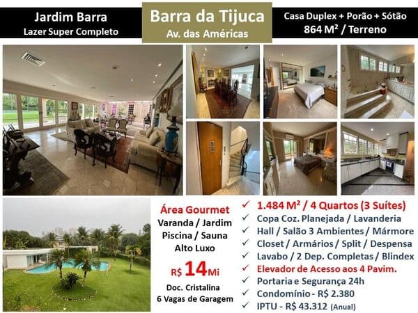 Casa Barra da Tijuca Jardim Barra 1484M²