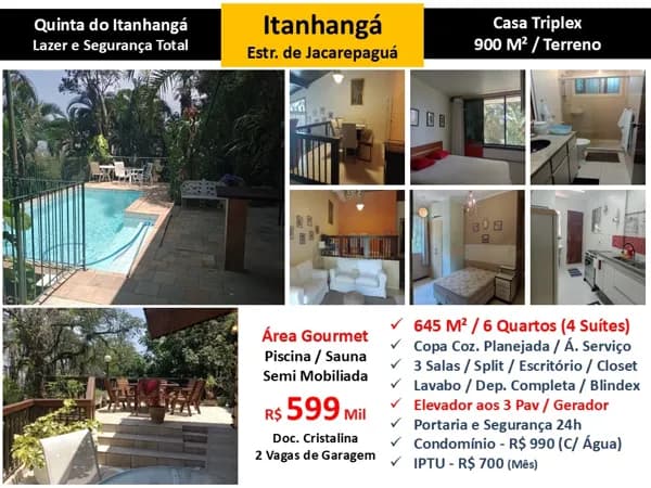 Casa Barra da Tijuca Itanhangá Quinta do Itanhangá 645M²