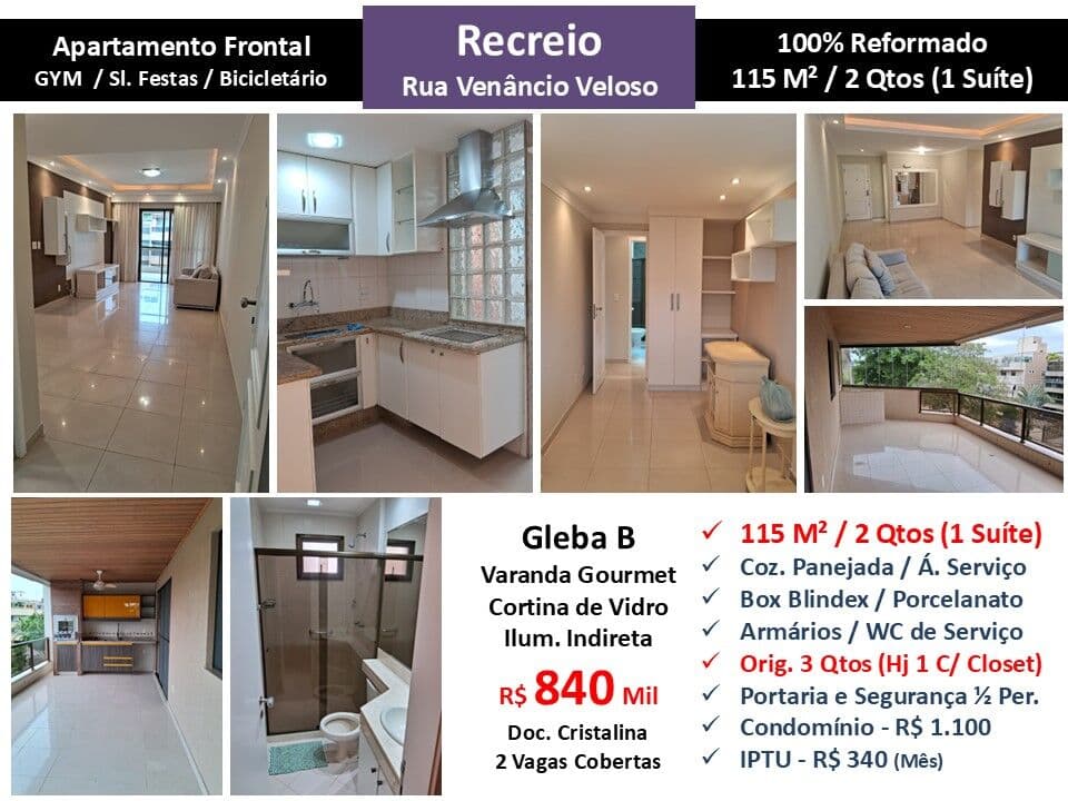 Apto Recreio Gleba B Venâncio Veloso 115M²