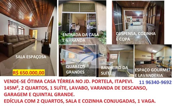 Casa térrea, 2 dorms, 1 suíte, 145m²