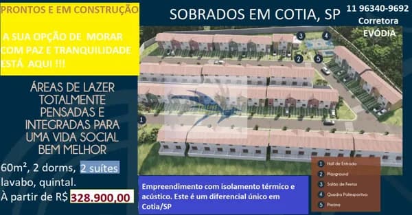 Casas sobrado com 60m² em Cotia