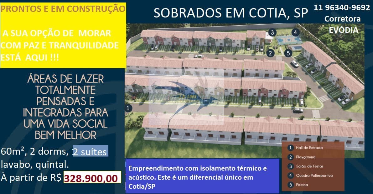 Casas sobrado com 60m² em Cotia