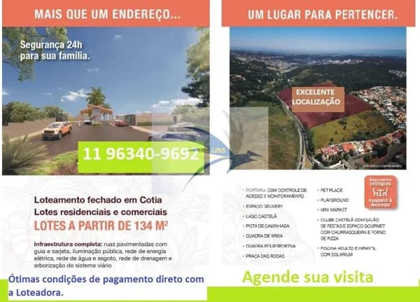 Grande lançamento de lotes em Cotia,SP