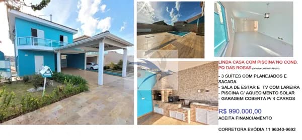 LINDA CASA NO COND. PQ DAS ROSAS