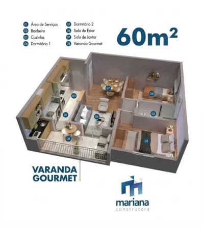 Apartamento 59m² - Planta Inteligente c/ Varanda Goumet