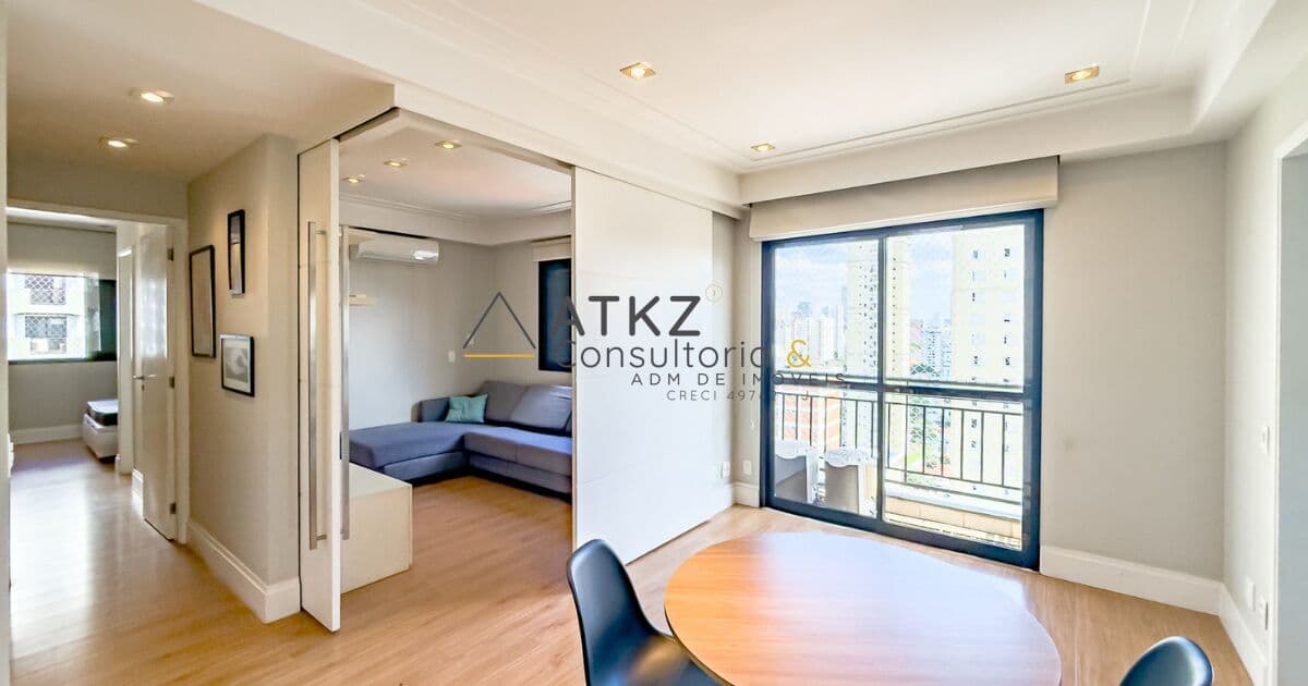 Brooklin — Apartamento mobiliado com 1 suíte, vaga e lazer completo