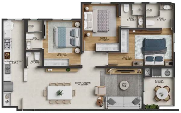 Excelente Apartamento de 2 dormitórios sendo uma suíte na Beira Rio em Itajaí SC