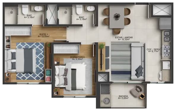 Excelente Apartamento de 2 dormitórios sendo uma suíte na Beira Rio em Itajaí SC