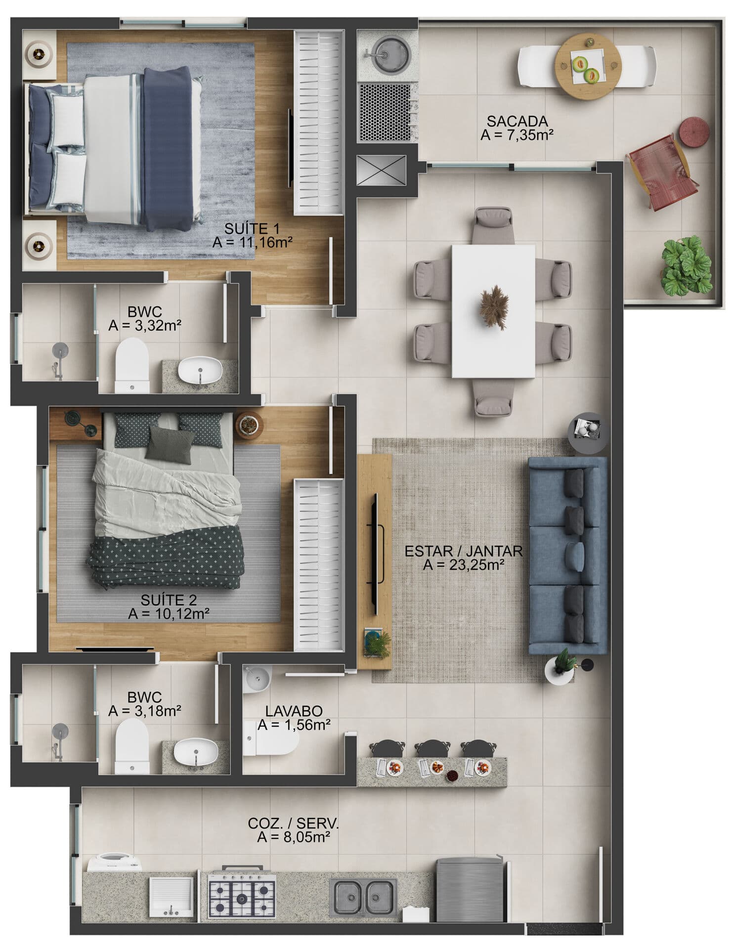 Excelente Apartamento de 2 dormitórios sendo uma suíte na Beira Rio em Itajaí SC