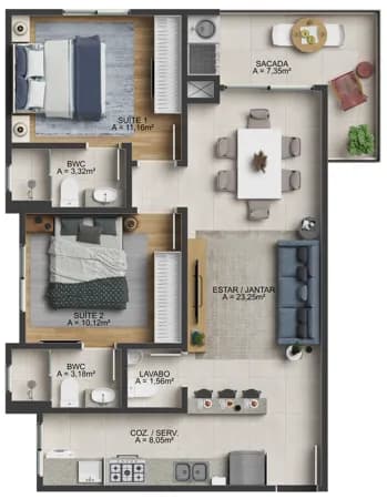 Excelente Apartamento de 2 dormitórios sendo uma suíte na Beira Rio em Itajaí SC