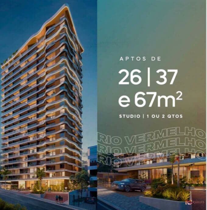 Apartamento 02 quartos com suíte e varanda no Rio Vermelho