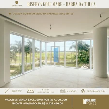 💎 Apartamento de mais 648m² no magnífico Riserva Golf na Barra da Tijuca