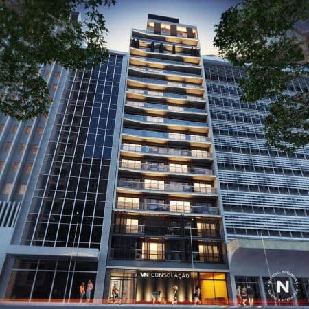 Apartamento Studio, pronto para morar, 21,87m² a 64.44m²,à venda no bairro Consolação - São Paulo/SP, Zona Central