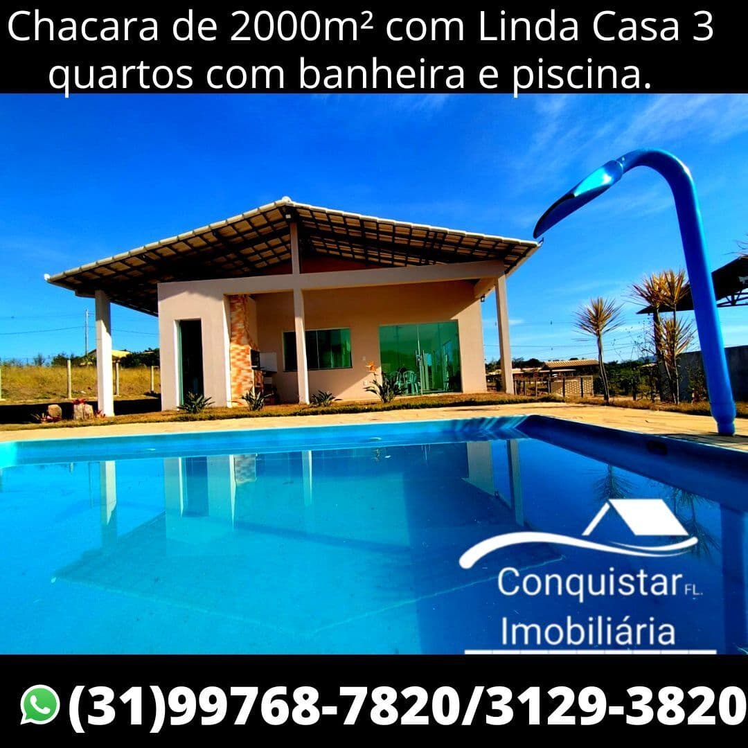 Chácara em Brumadinho com piscina e hidromassagem em condomínio fechado.