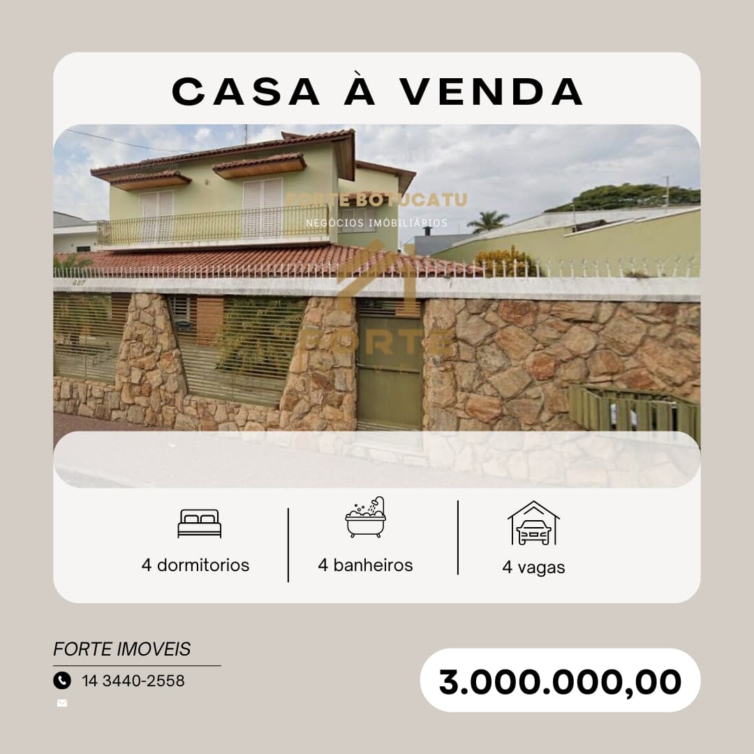 Casa Alto Padrão em Chácara Floresta, Botucatu/SP