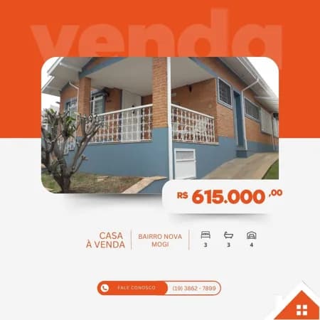 Casa à venda no bairro Nova Mogi - Mogi Mirim/SP