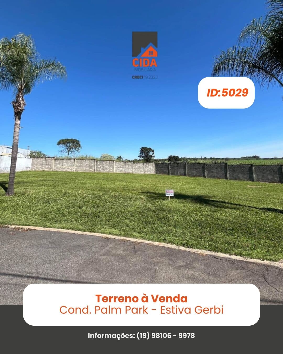 Terreno à venda no bairro COND.PALM PARK - Estiva Gerbi/SP