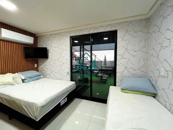 Apartamento Cobertura Mobiliada Quarto e Sala com 52 m² em Cruz das Almas.