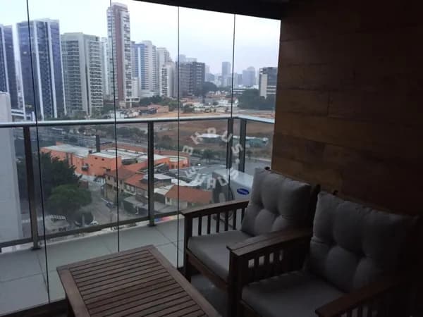 Apartamento Loft no Brooklin de 74m², mobiliado, com 01 dormitório, 01 banheiro social + 01 vaga de garagem!