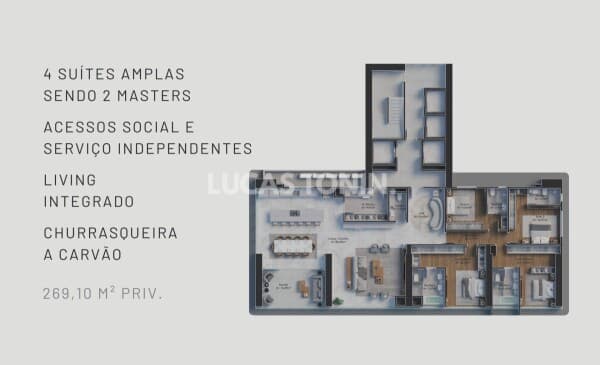 Apartamento Pré Lançamento Alvin 101 269m² 4 Suítes 3 Vagas Centro de Balneário