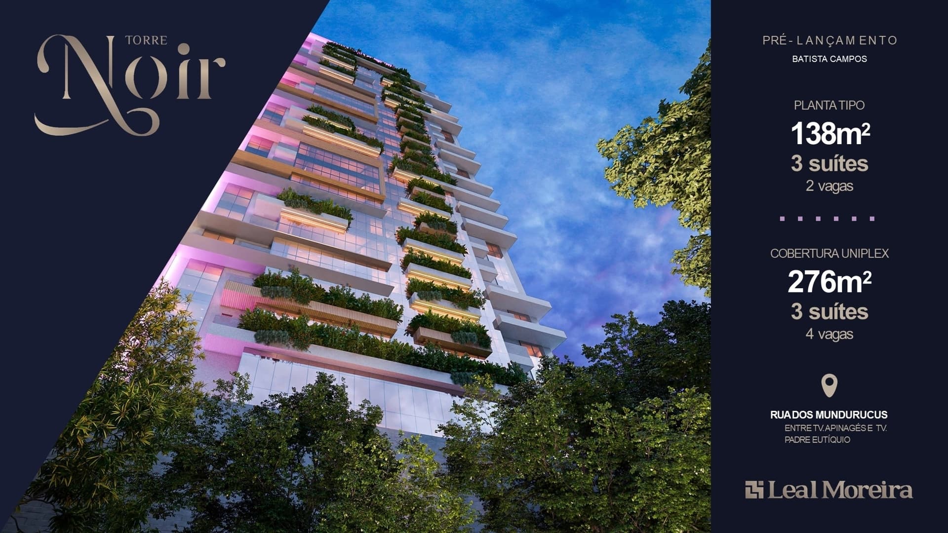 TORRE NOIR – Lançamento com 83m², 2 Suítes e Estrutura Premium