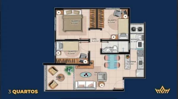 PORTO REAL - Apartamento 2 ou 3 quartos com 1 vag74