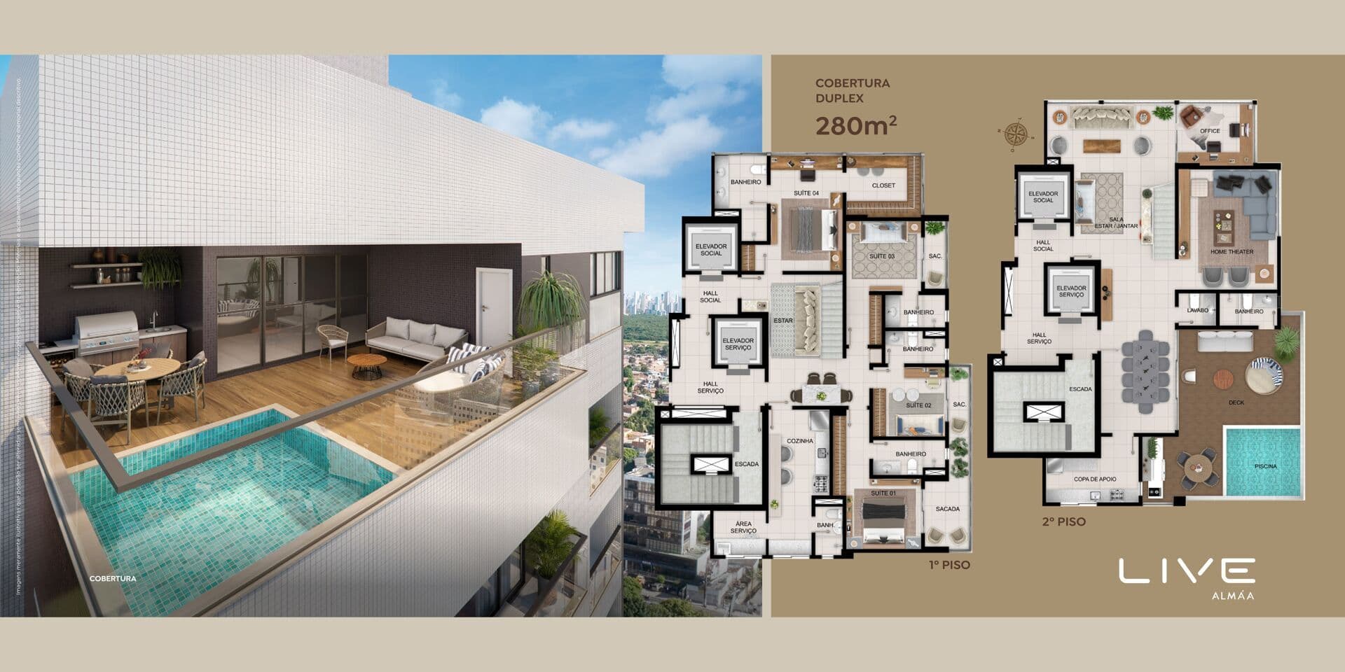 Live Almaa no centro de Belém em obras avançadas - 3 suítes e 140m² com 2 vagas